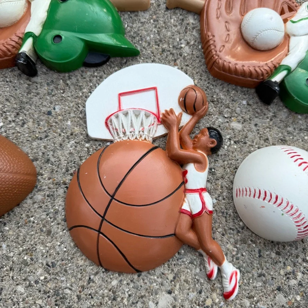 70s/80s Vintage Burwood Homco Sports Wall Decor 3D USA Made Plastic 13 Pieces